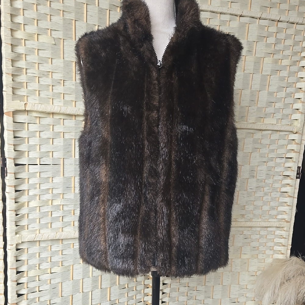 Faux Fur Vest in Rich Brown